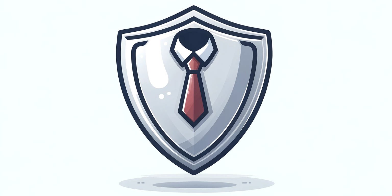 A digital image representing a shield with a tie in the middle. Protection of feedback for future webinars.