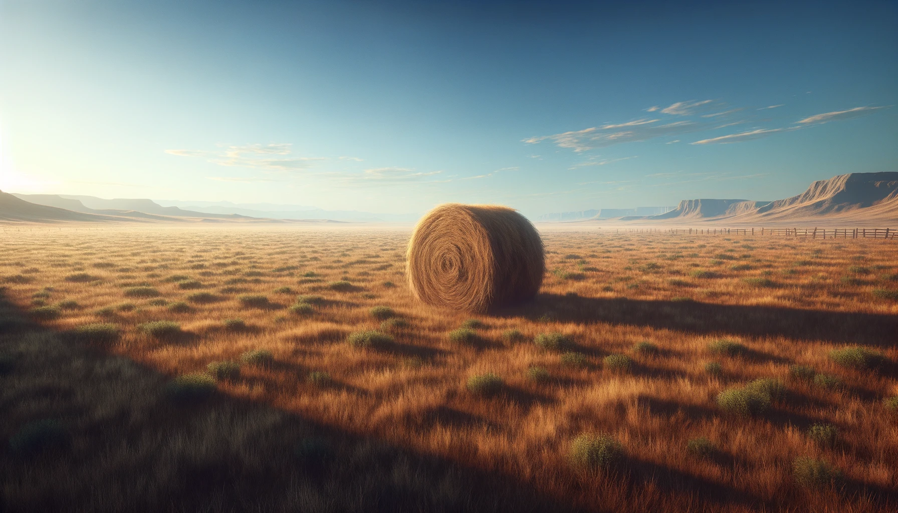 champ déserté avec une bote de foin à-la-western pour illustrer ironiquement l'emplacement d'un événement