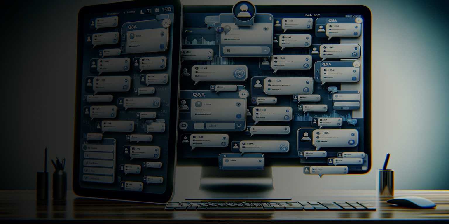 fenêtre de tablette et laptop avec des chatbox. Représentant Comment gérer les sessions Q&A dans un webinaire?