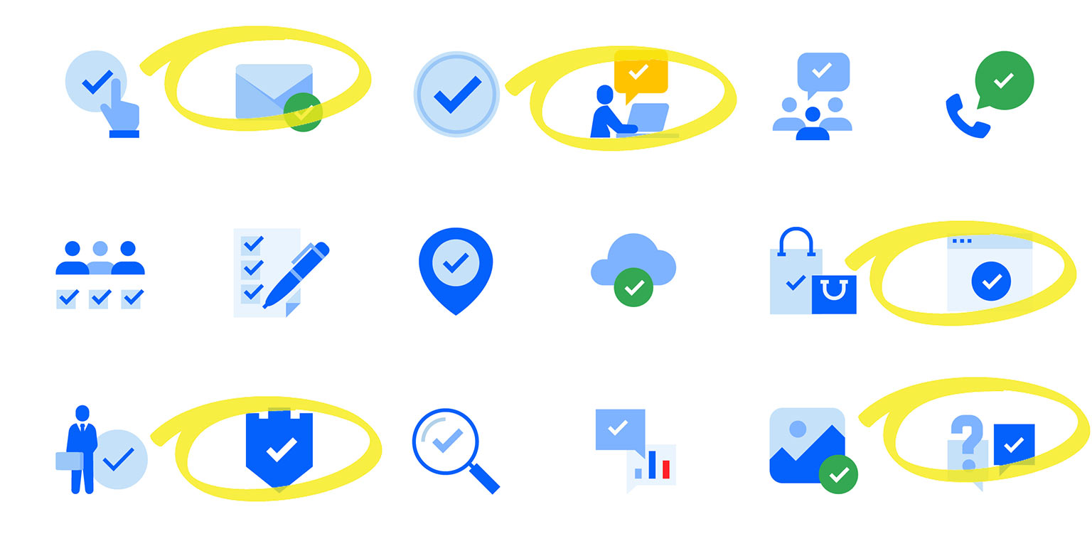 Different icons cartoon style pour montrer les possibilités d'outils pour les webinaires