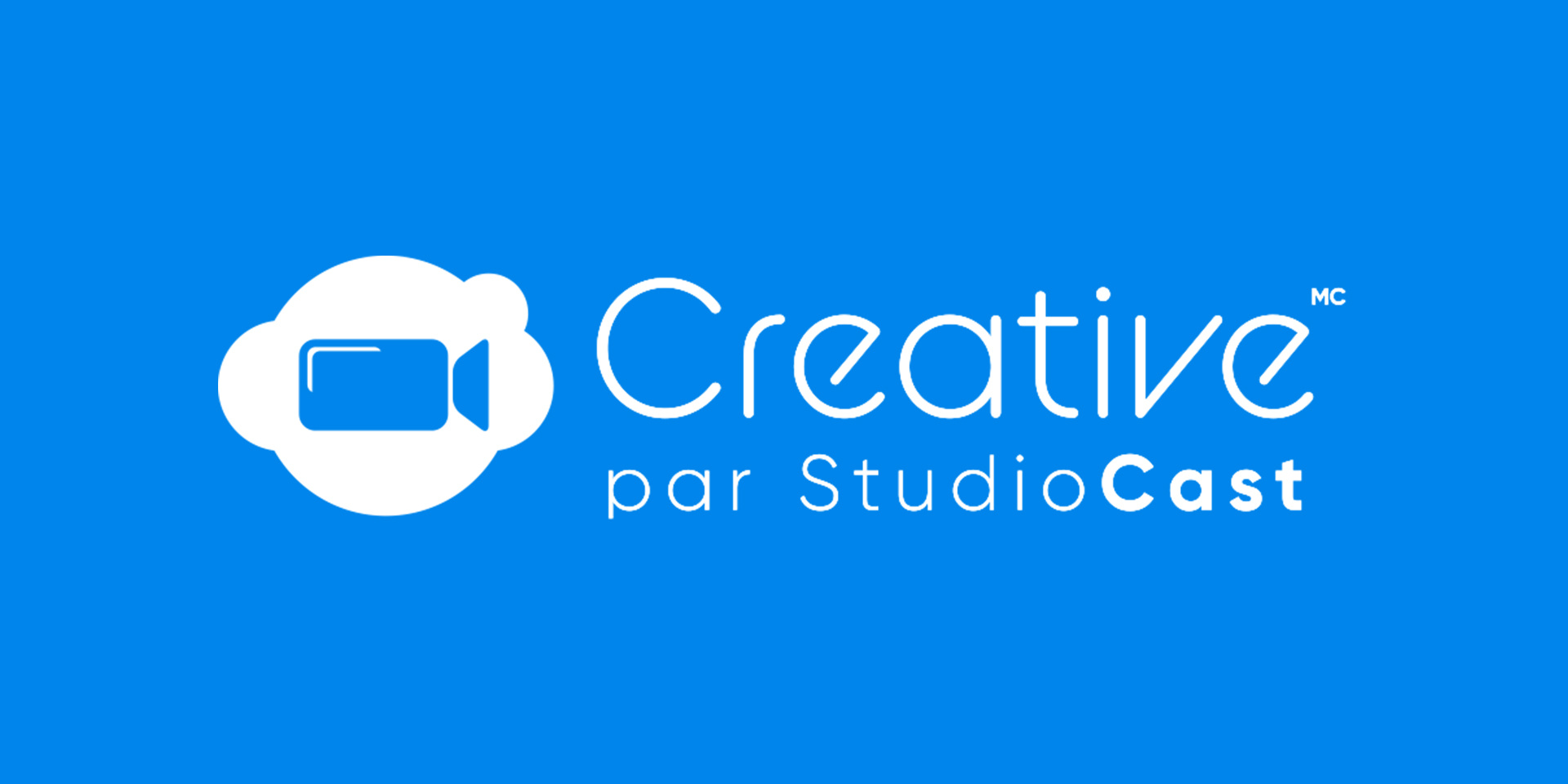 logo de la plateforme de webdiffusion - Creative par StudioCast - fond bleu