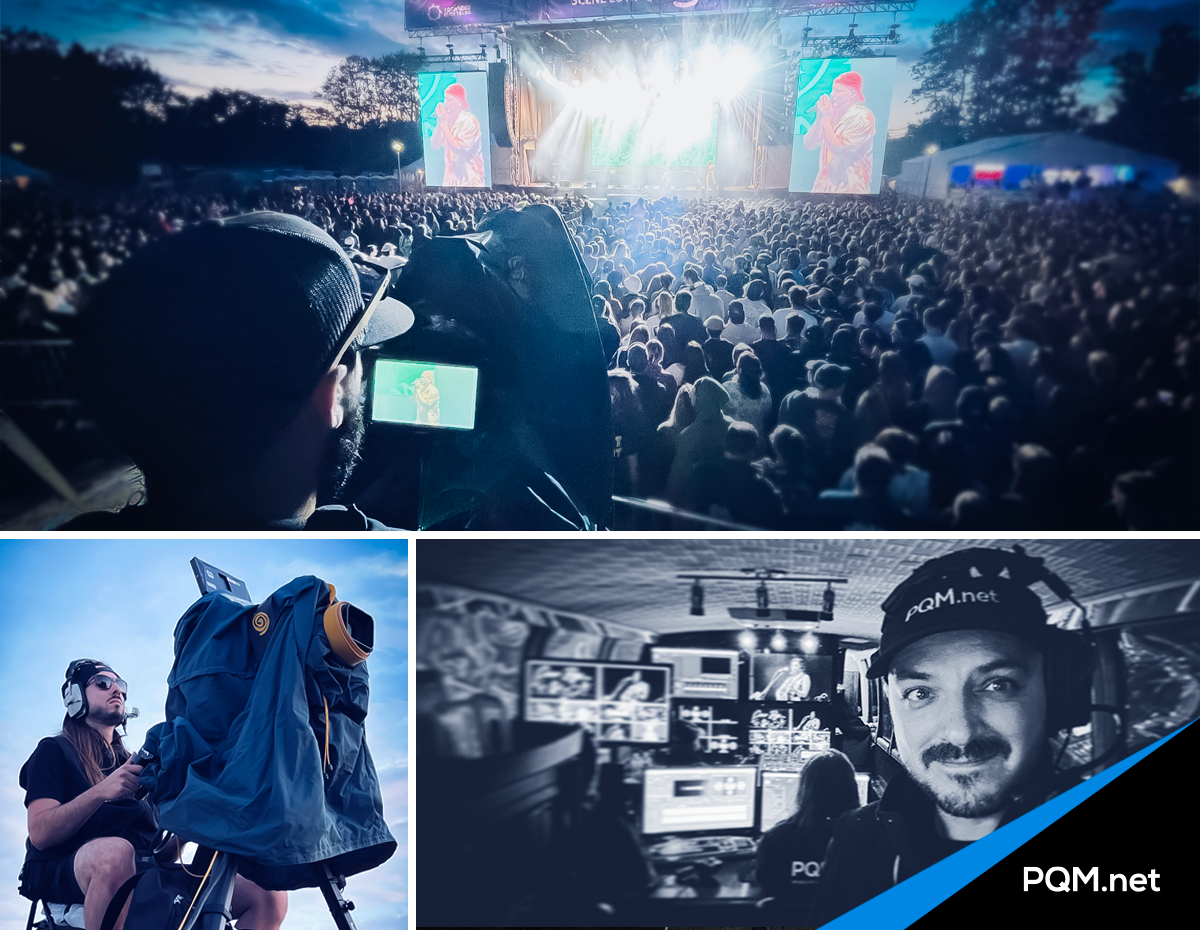 comprendre c'est quoi une agence événementielle : image composée d'équipement technique, caméraman et production dans une régie professionelle