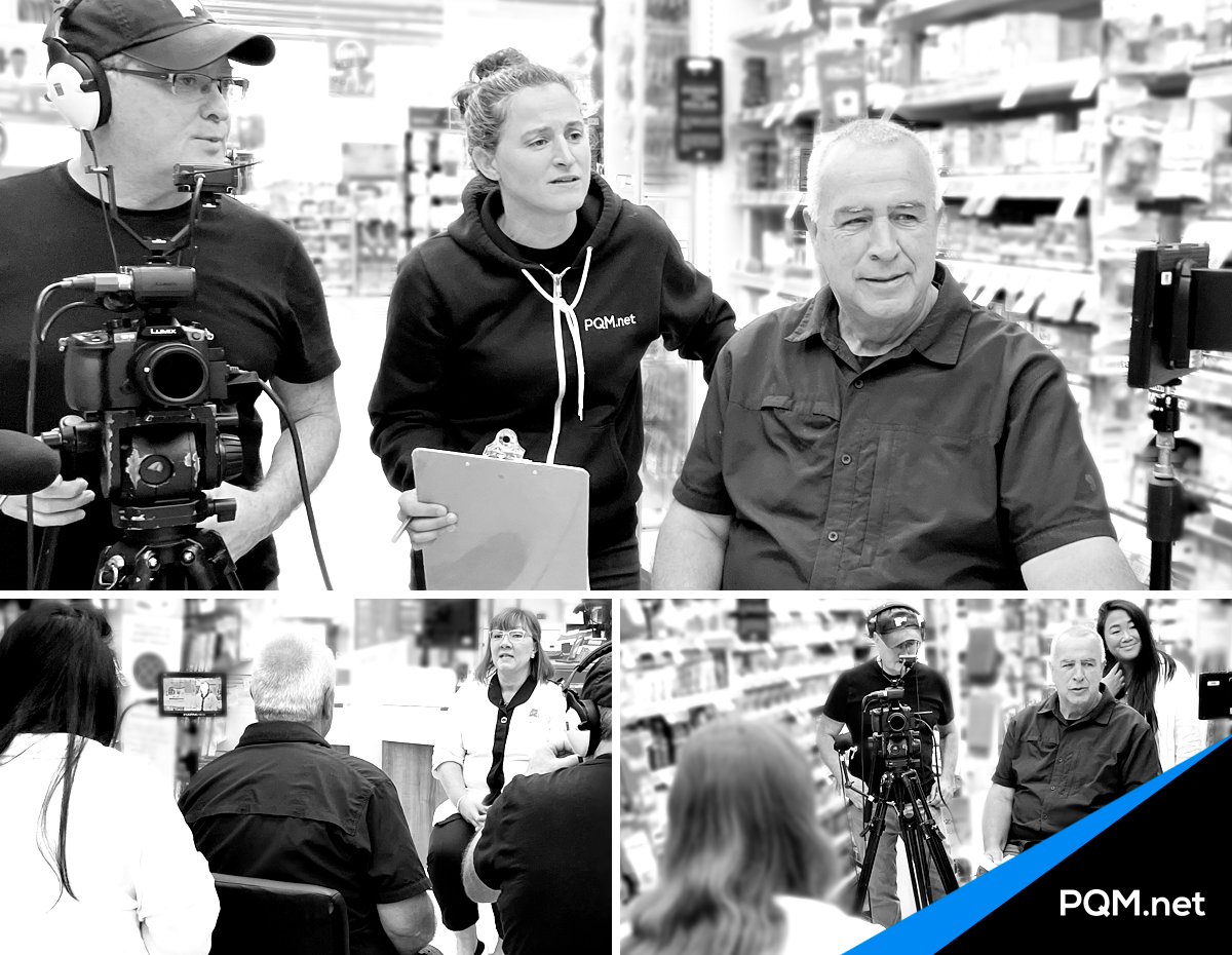 Un plateau de tournage pour une production vidéo chez un client.