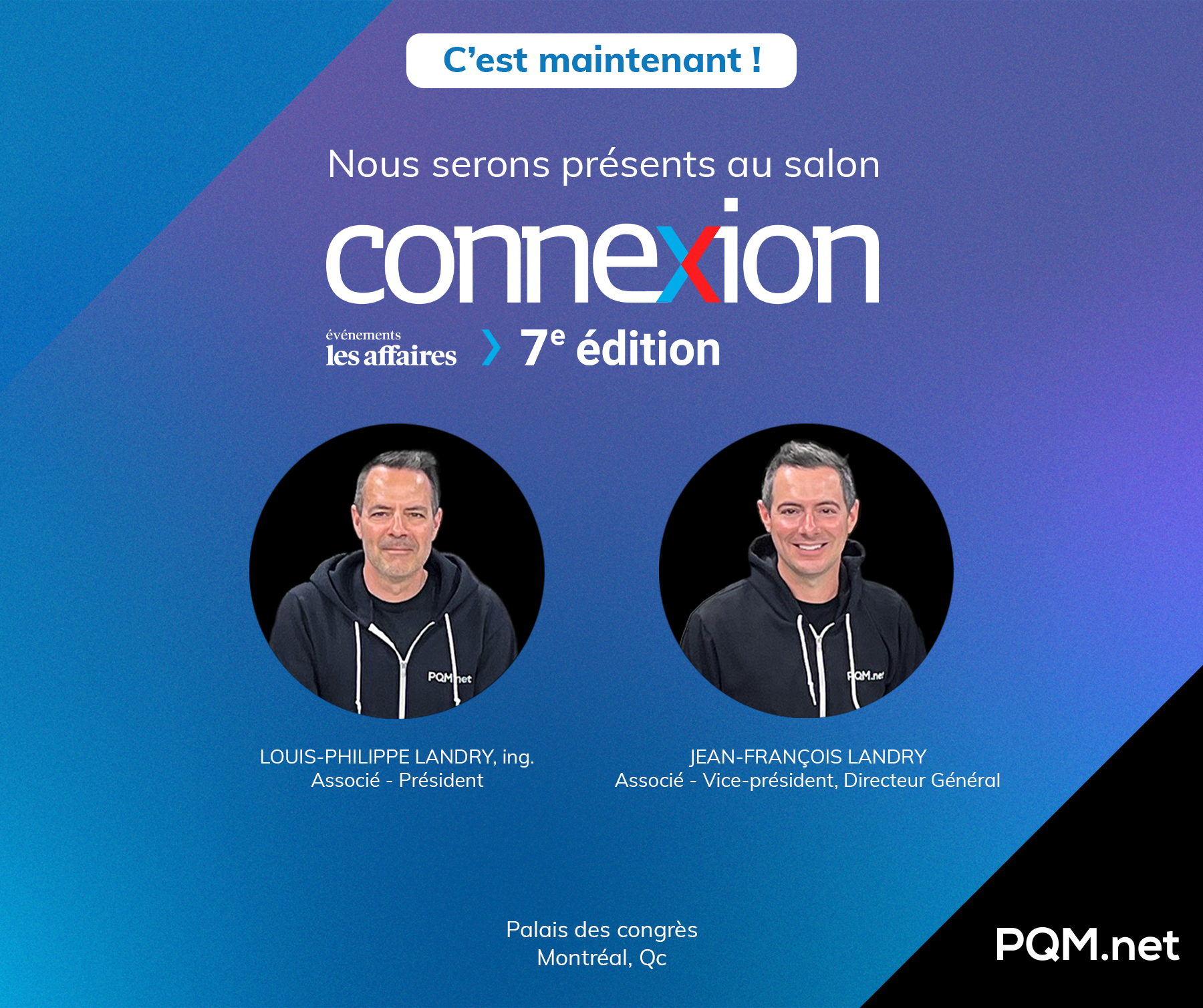 Frères Landry au Salon Connexion de la transformation numérique au Palais des congrés de Montréal - sur fond bleu